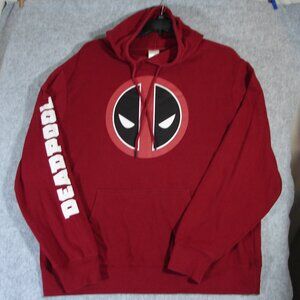 Deadpool HOODIE SWEATSHIRT, Mens XXL, Marvel, Dark Red, Kangaroo Pocket